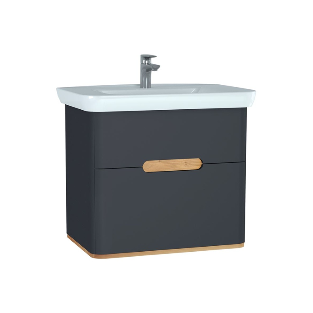 Photo of Vitra Sento Matt Anthracite 800mm Double Drawer Vanity Unit Cutout
